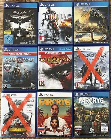 Видеоигры и приставки: - Battlefield 4 — 800 - God of war 3 – 1400 – God of war 1300 - — 1