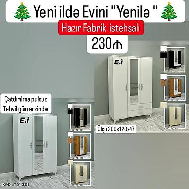 *3 Qapılı Dolab / Şkaf - 230Azn💥 ENDİRİM 🎄* ✔️Rəng seçimi var ✔️ Ölçü lalafo.az -da *3 Qapılı Dolab / Şkaf - 230Azn💥 ENDİRİM 🎄* ✔️Rəng seçimi var ✔️ Ölçü