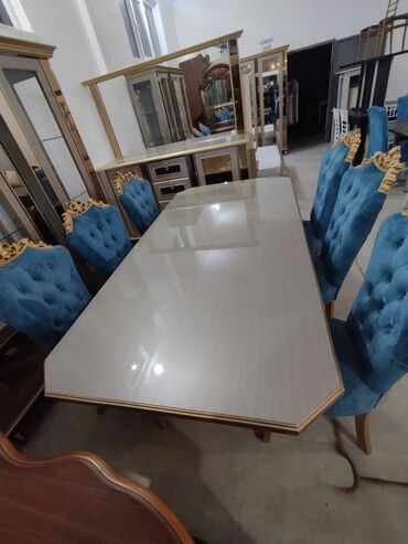 Masa və oturacaq dəstləri: Qonaq otağı üçün, Açılmayan, Dördbucaq masa, 6 stul — 4