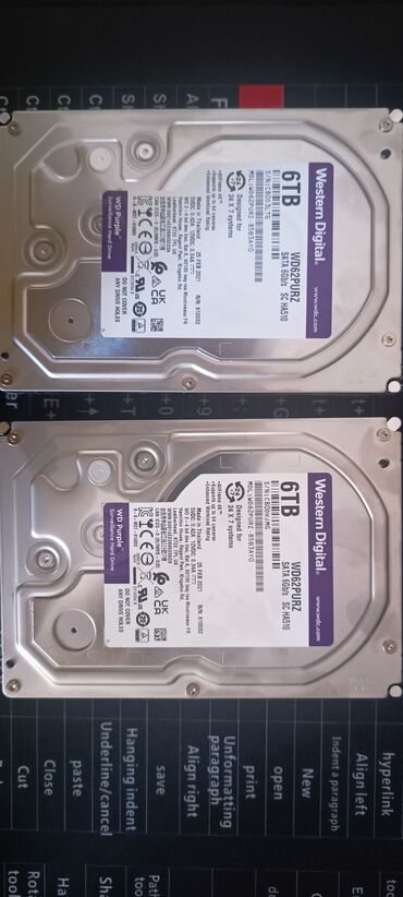 komputer korpusu: Daxili Sərt disk (HDD) Western Digital (WD), > 8 TB, 5400 RPM, 3.5", İşlənmiş