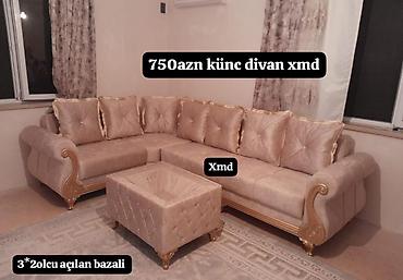 mebel evi: Künc divan və pufik dəsti - Ölçü: təxmini 3×2 m künc - Açılan — 1