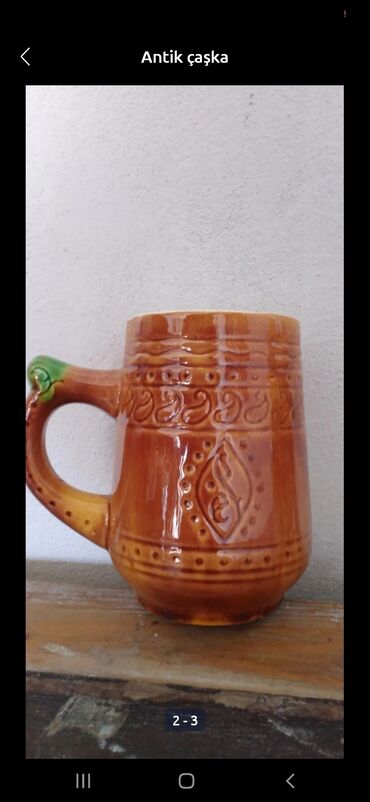 декор: Məhsul: Keramika antik fincan/çəkmə krujka - Material: Şirli keramika