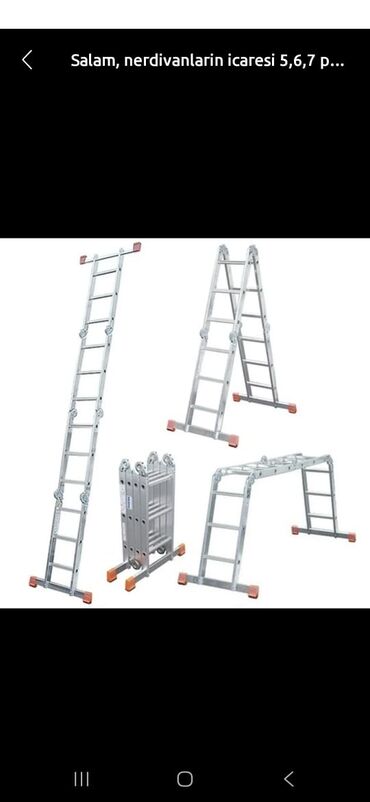 Nərdivanlar: Teleskopik nərdivan, müxtəlif hündürlüklərdə işləmək üçün ideal olan — 22