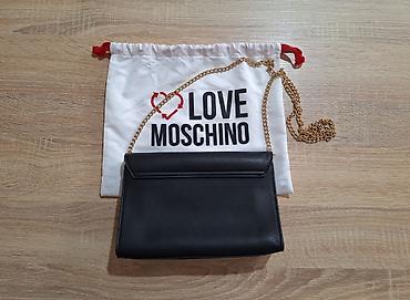 Torbe: Love Moschino crna original torbica s lančićem Prelepa crna elegantna — 2