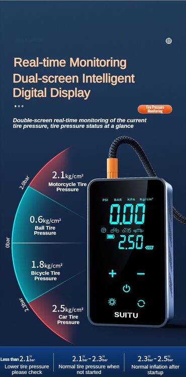 Avtomobil kompressorları və nasosları: Çox mükəmməl Sensor model Üzəri ekran qoruyucu LED SOS işıqları — 9