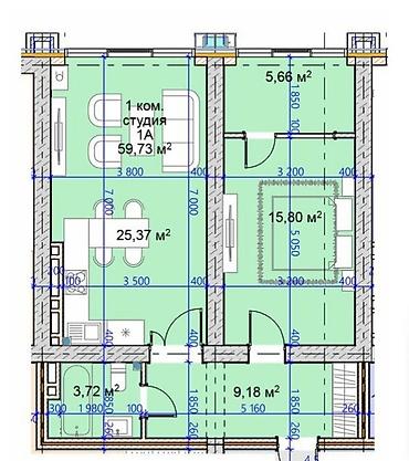 72: Строится, 1 комната, 60 м² — 2