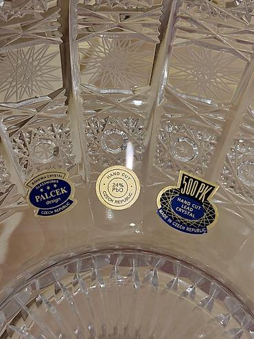şam qabı: Bohemia kristal dekor dəsti - Çex istehsalı, əl işləməsi kəsim (hand — 2