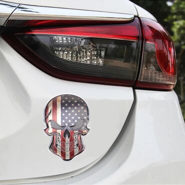 авто пикап: Универсальная наклейка на автомобиль, флаг США, в форме черепа