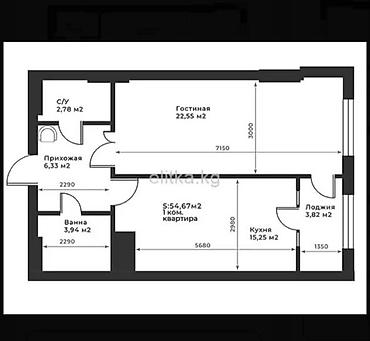 1к: 1 комната, 55 м², Нижний Джал (Джал-23) Элитка, 6 этаж, ПСО (под самоотделку) — 4