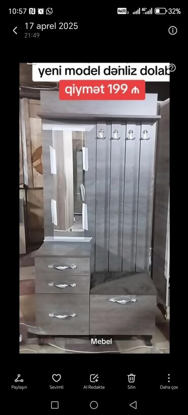 Dolablar: Açılan, 1 qapı Düz dolab, Dəhliz dolabı, Rusiya -da lalafo.az — 17 Dolablar: Açılan, 1 qapı Düz dolab, Dəhliz dolabı, Rusiya — 17