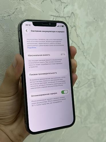 jack a5: IPhone 12 Pro, Б/у, 256 ГБ, Серебристый, Защитное стекло, 87 % — 2