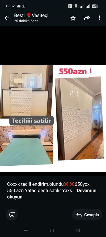 Sifarişlə dolablar: Coxxx tecili endirim.olundu❌️❌️650yox 550.azn Yataq desti satilir Yaxs