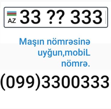 predo 6 nomre in Azərbaycan | SİM-KARTLAR: VIP nomre.
maşin nomresine uygun mobil nomre