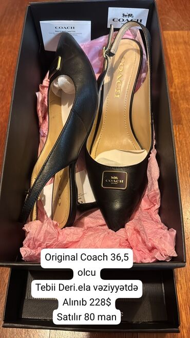 бюстгальтеры push up: Qadınlar üçün qara rəngli, dəri, sivri burunlu Coach slingback at lalafo.az бюстгальтеры push up: Qadınlar üçün qara rəngli, dəri, sivri burunlu Coach slingback