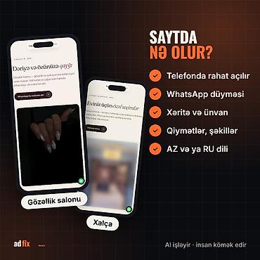 internet is: Biznesiniz üçün sayt — 149 ₼-dən, 3 günə hazır. Kafe, salon, klinika — 3
