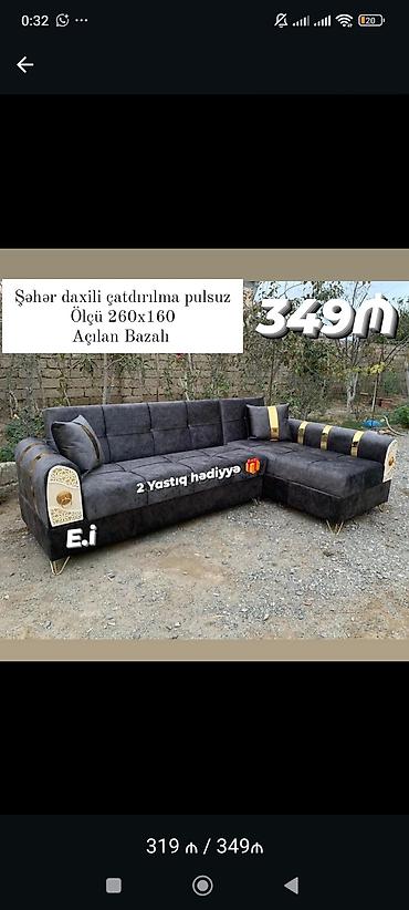 Divanlar: Künc divan – açılan bazalı model - Ölçü: 260 x 160 sm - Şəhər daxili — 1