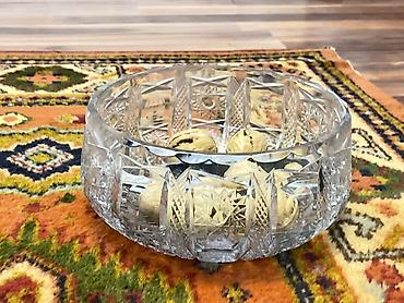 Konfet qabları: Kəsimli şüşə/kristal qab dəsti - 3 ədəd dekorativ şüşə/kristal qab - — 3