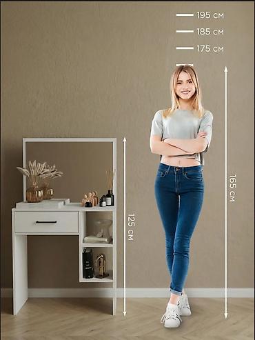 standing mirror: Туалетный столик, Новый, С зеркалом, цвет - Белый, ЛДСП — 4