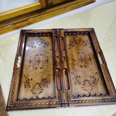 Nərdlər: Ağac oyma nərd-taxta dəsti - Material: tam ağac (əl işçiliyi oyma — 2