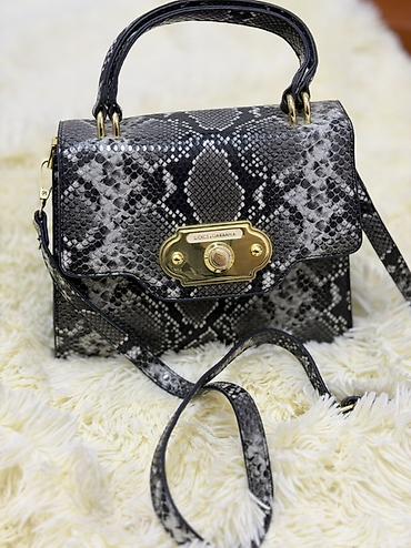 dollar klonu: Dolce & Gabbana əl çantası – ilan dərisi naxışlı, qara-boz — 2