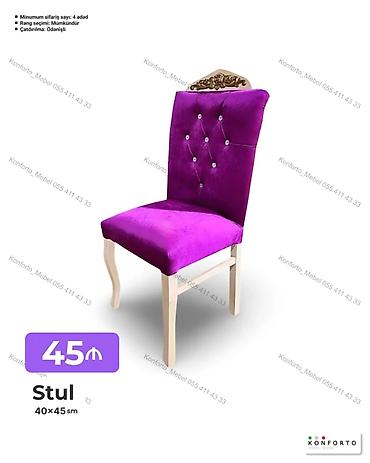Ev və bağ: Stul – 40×45 sm - Zərif dizaynlı, məxməri parça ilə üzlənmiş yumşaq — 1