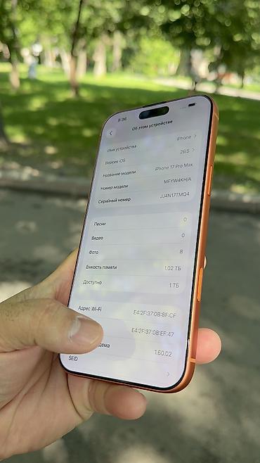 Apple iPhone: IPhone 17 Pro Max, Б/у, 1 ТБ, 100 % — 16