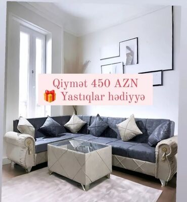 Masa və oturacaq dəstləri: Künc divan, Yeni, Açılmayan, Bazasız, Parça, Şəhərdaxili pulsuz çatdırılma