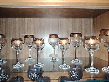 Digər dəstlər və servizlər: Bohem üslublu şüşə/büllur dəst - 3 ədəd kəsimli, ağır büllur — 5