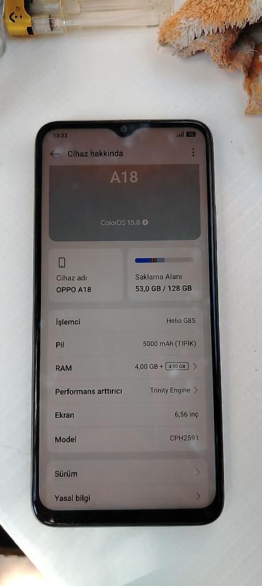 oppo a15: Oppo A18, 128 GB, rəng - Qara, İki sim kartlı — 4