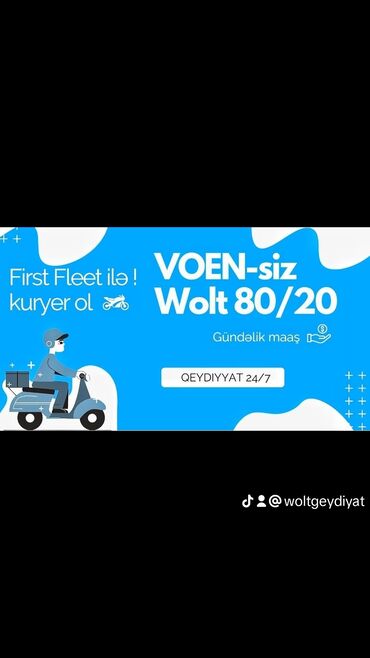 velesobed: First Fleet'ilə WOLT Kuryeri Ol ! ⚠️ Gündəlik maaş 80/20❤️ -Maşınla