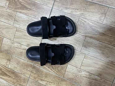 botinkalar 39: Hermès xanım/slayd sandaleti – qara rəng - İki zolaqlı dizayn: üst — 3