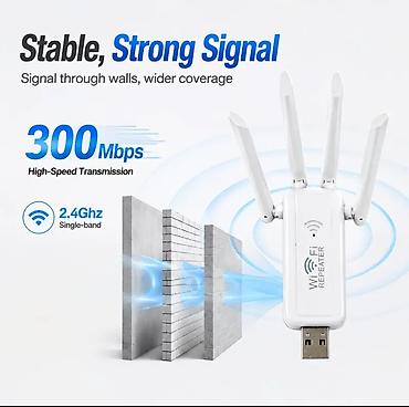 daj telefone: USB Wi‑Fi repeater/pojačivač signala – 2.4 GHz, do 300 Mbps, 4 antene — 3