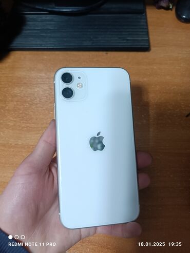 поко м5 цена в бишкеке 256 гб: IPhone 11, Колдонулган, 128 ГБ, Ак, Заряддоочу түзүлүш, Коргоочу айнек, Каптама, 85 %