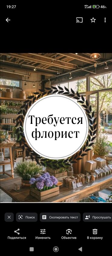 Другие специальности: Требуется флорист. Женщина от 20 до 40 лет. С опытом работы. З/п