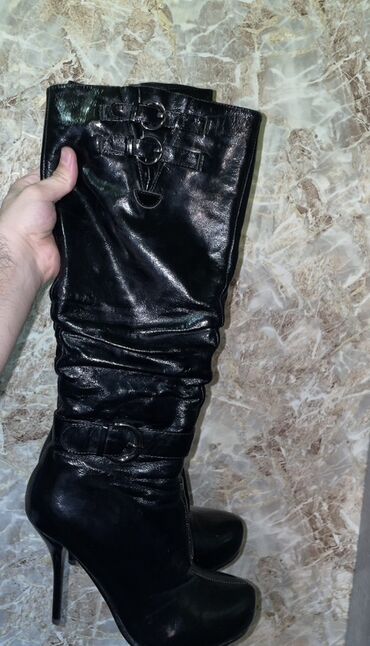 Çəkmələr: Qadın dəri çəkmə! – Calipso Vivace - Rəng: qara, parlaq fakturalı. - — 3