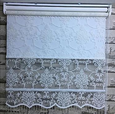ag lay: Zərif naxışlı zebra/jalüz pərdə - Model: Klassik damask ornamentli — 3