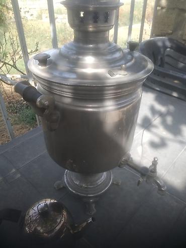 seyf qapi bezekleri: Metall samovar + çaydan dəsti - Klassik kömür/odunla işləyən samovar — 2