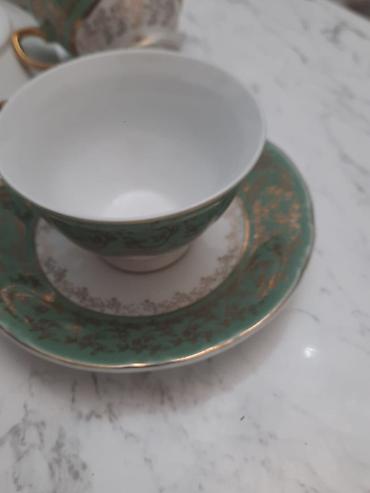 Qab-qacaq və mətbəx ləvazimatları: Çay dəsti, rəng - Yaşıl, Farfor, 6 nəfərlik — 7