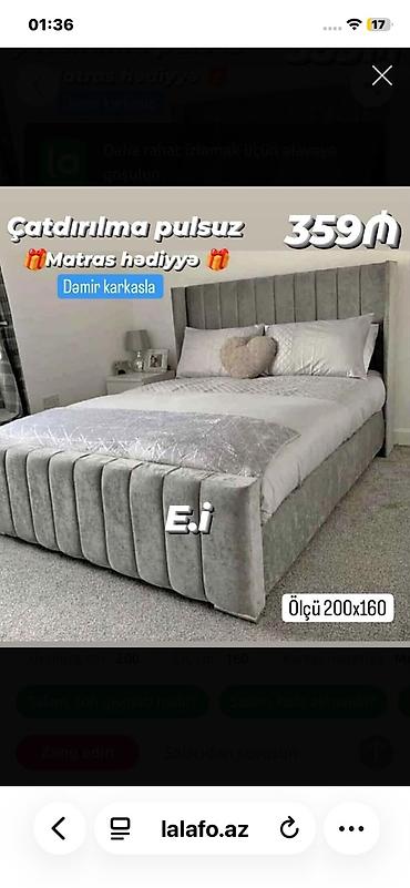 Yeni, İkinəfərlik çarpayı, Bazasız, Matras ilə, Siyirməsiz