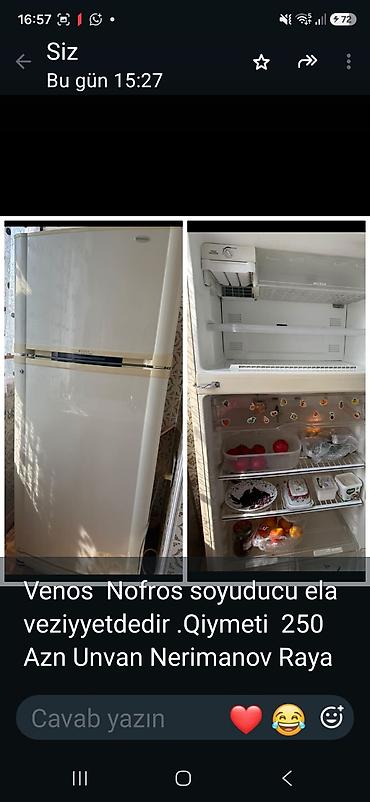 roboclean qiymeti: Venos NoFrost soyuducu - İki qapılı dizayn: yuxarıda dondurucu — 1