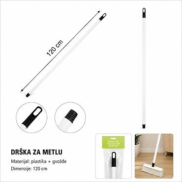 KMT Bela drška za metlu 120 cm Praktična univerzalna drška za metlu