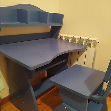 Uşaq üçün masa və stul dəsti - Rəng: göy - Material: laminat/MDF