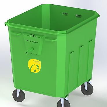 на колёсах: Артикул: MKS-UT-027 Название: Мусорный контейнер зелёный на колёсах — 2