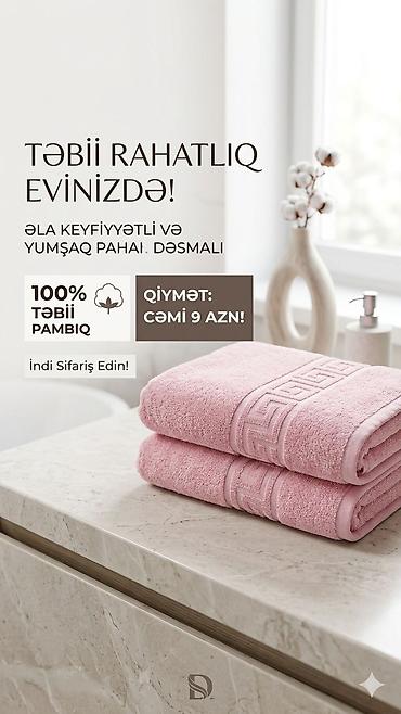 desmallar: Məhsul: Pambıq dəsmal - Material: 100% təbii pambıq - Xüsusiyyətlər — 1
