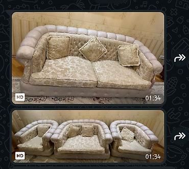 nomre 1 corek: Yumşaq mebel dəsti. Dəst 2 ədəd 2 nəfərlik divan və 2 ədəd tək — 1