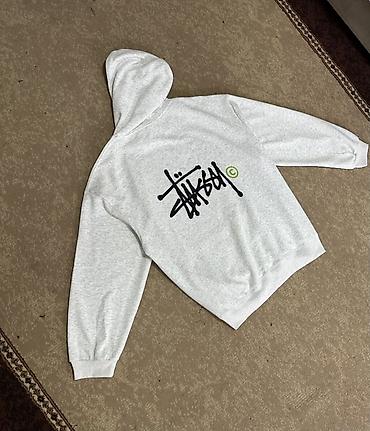nike tech flecce: Свитшот-худи Stüssy, светло-серый меланж. - Классический крой с — 4