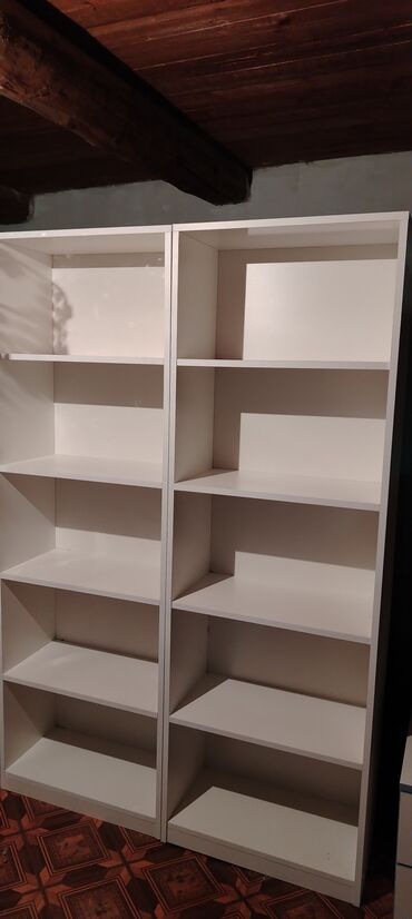 first class kofe: İki ədəd ağ rəfli kitab şkafı - Model: klassik düzbucaqlı, açıq rəfli