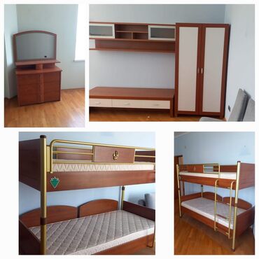 двухэтажная кровать: Для девочки и мальчика, 2 односпальные кровати, Шкаф, Трюмо
