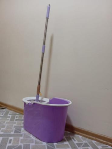mop dəsti: Bənövşəyi rəngdə fırlanan mop dəsti – vedrə və mop komplekti. - — 3