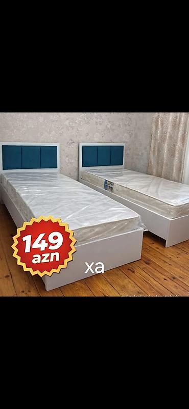 mebel stullar: Tək nəfərlik çarpayı dəsti. Şəkillərdə ağ rəngli korpuslu, yumşaq — 2